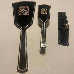 1920s Vanity mirror, brush & comb Set